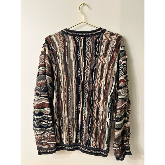 Vtg COOGI Australia 90’s v-neck sweater biggie authentic Medium knit navy multi - Picture 4 of 10